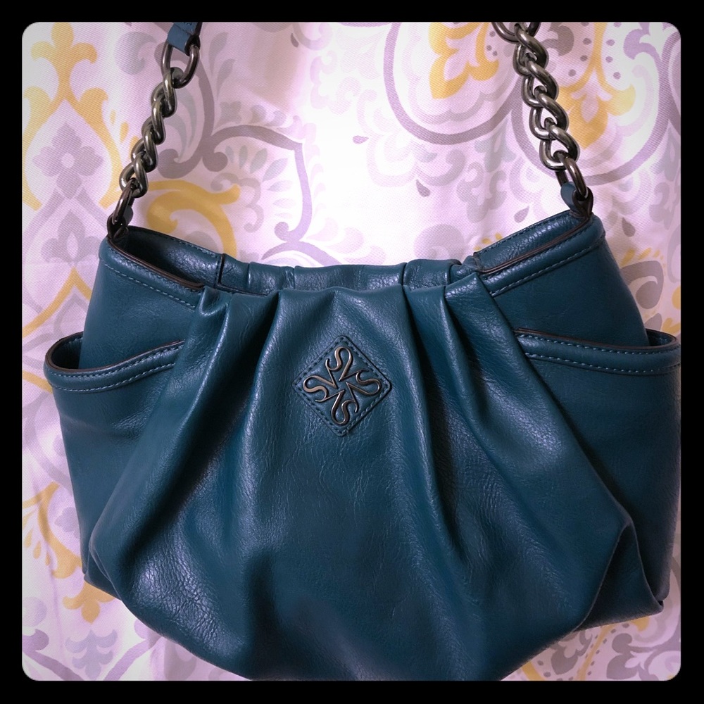 Simply Vera Wang Teal Faux Leather Shoulder Bag